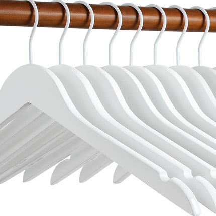 TOPIA HANGER Bride Hanger for Wedding Dress, Premium White Wooden Hangers, 360° Swivel White Hook, Smooth Finish, Extra Smoothly Cut Notches, 10 Pack-CT06W
