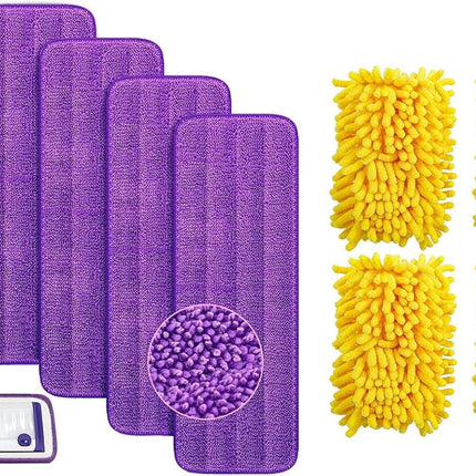 Reusable Power Mop Refills Pads Compatible with Swiffer PowerMop Mop 4 Pack & Reusable Duster Refill Compatible with Swiffer Hand Duster 4 Pack(Handle is Not Included)