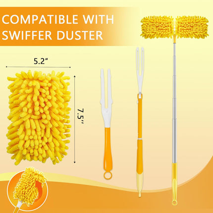 Reusable Power Mop Refills Pads Compatible with Swiffer PowerMop Mop 4 Pack & Reusable Duster Refill Compatible with Swiffer Hand Duster 4 Pack(Handle is Not Included)