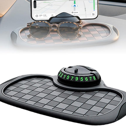 Mobile Phone Bracket Anti-Slip Mat, Multifunction Car Dashboard Mat with Temporary Parking Number, Large Universal Fit Anti-Slip Mat for Phones, Sunglasses and Keys Gadget (Black-Gray)