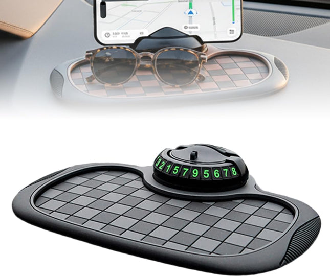 Mobile Phone Bracket Anti-Slip Mat Multifunction Car Dashboard Mat with Temporary Parking Number Large