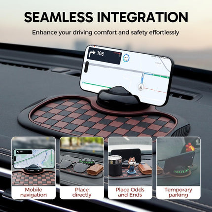 Mobile Phone Bracket Anti-Slip Mat, Multifunction Car Dashboard Mat with Temporary Parking Number, Large Universal Fit Anti-Slip Mat for Phones, Sunglasses and Keys Gadget (Black-Gray)
