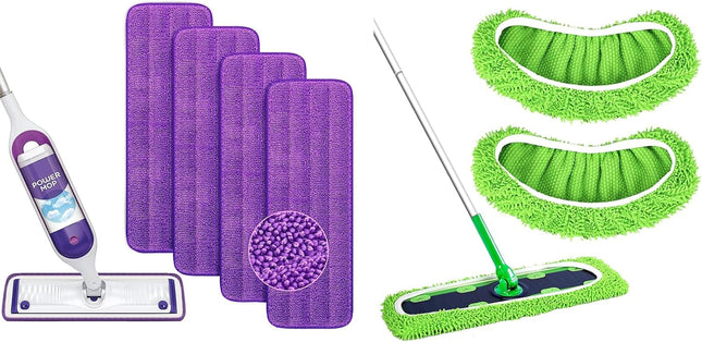 Reusable Power Mop Refills Pads Compatible with Swiffer PowerMop Mop 4 Pack & 2 Pack Dry & Wet XL Pads
