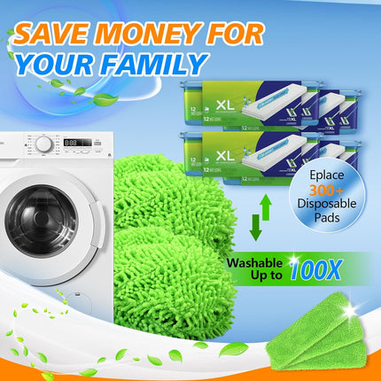 Reusable Power Mop Refills Pads Compatible with Swiffer PowerMop Mop 4 Pack & 2 Pack Dry & Wet XL Pads