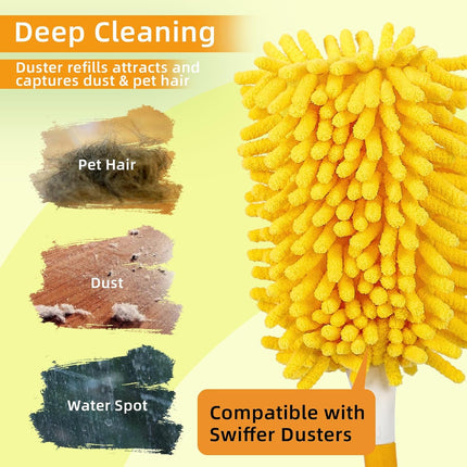 4+6 Reusable Duster Refill Compatible with Swiffer Hand Duster - 360 Heavy Duty Dusters Refills - Microfiber Ceiling Fan Duster for Swiffer Dusters Extended Handle(Handle is Not Included)