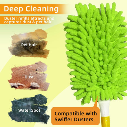4+4 Reusable Duster Refill Compatible with Swiffer Hand Duster - 360 Heavy Duty Dusters Refills - Microfiber Ceiling Fan Duster for Swiffer Dusters Extended Handle(Handle is Not Included)