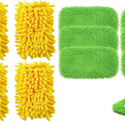4 Pack Reusable Duster Refill for Swiffer Hand Duster & 6 Pack Reusable Microfiber Mop Pads for Swiffer Sweeper Mop
