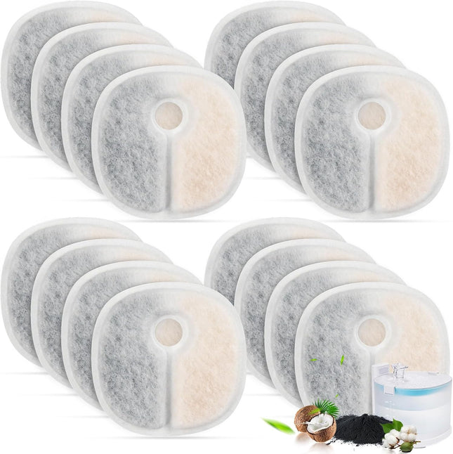 Filter Replacements Compatible with E1/E1 Plus Cat Fountain (2L/67oz) 16 Pack refills of 1 Year Set for Pet