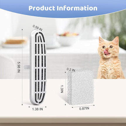 24 Pack (12 Filters & 12 Sponges) Cat Water Fountain Filters Compatible with OPOWO FT999 Cat Water Fountain (3.2L/108oz), Replacement Refills for Stainless Steel Pet Fountain
