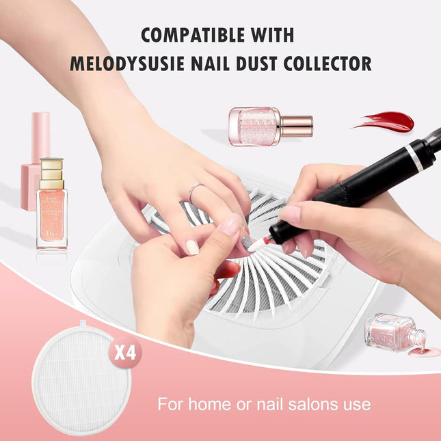 4 Pack Reusable HEPA Filters for MelodySusie Nail Dust Collector Compatible with SPro/XC320J Home or Salon – product detail