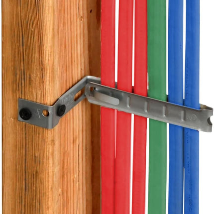 Xadnitu 100 Pack Stud Mounting Cable Support, Galvanized Steel Stud Supports with Locking Tab Silver Box Fasteners for All Indoor and Outdoor Cable Management Needs