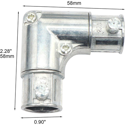 Xadnitu 10 Pieces 1/2" EMT to EMT 90 Degree Connector, Inside Corner Pulling Elbows, Metallic Die-Cast Capped Coupling Conduit Fitting for Factory, Garden Pipes