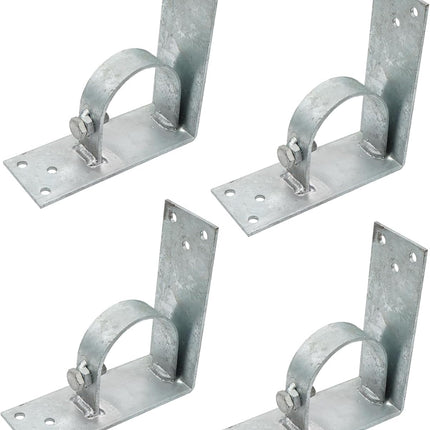 Xadnitu 4 Pieces Chain Link Fence Wood to Metal Posts Corner Adapter, Galvanized Steel Bracket for 2-1/2" (2-3/8" OD) Fences Rods Tubes