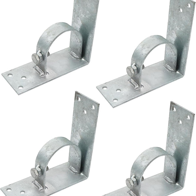 Xadnitu 4 Pieces Chain Link Fence Wood to Metal Posts Corner Adapter, Galvanized Steel Bracket for 2-1/2" (2-3/8" OD) Fences Rods Tubes