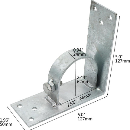 Xadnitu 4 Pieces Chain Link Fence Wood to Metal Posts Corner Adapter, Galvanized Steel Bracket for 2-1/2" (2-3/8" OD) Fences Rods Tubes