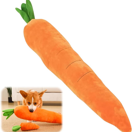 2026 New Dog Toys with Squeaker and Crinkle, Upgrade Indestructible Plush Dog Toy for Aggressive Chewers, Suitable for Large Medium Small Dogs (Radish A)
