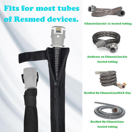 iGuerburn 6ft 4in CPAP Hose Cover for ResMed Airsense 11 & 10 ClimateLineAir Heated Tubing, Full-Length Zipper CPAP Tube Cover Sleeve Reduces Condensation & Noise, Cat Proof