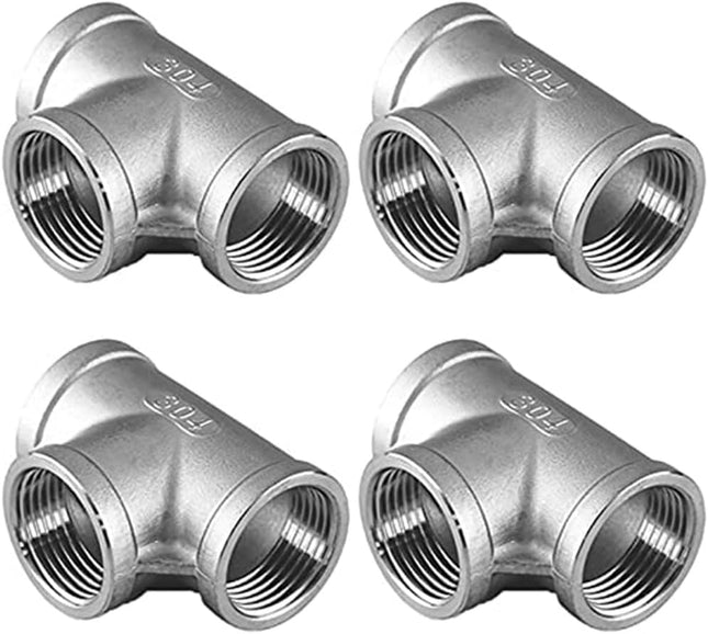 1/8 Female NPT Tee Adapter Cast Pipe Fitting Stainless Steel 3 Way Shape Connectorï1 4 Pack of 4