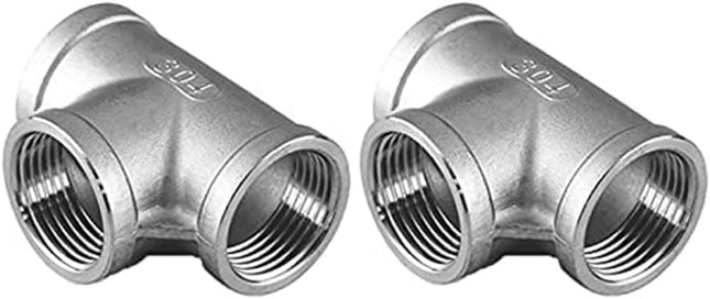 1 Female NPT Tee Adapter Cast Pipe Fitting Stainless Steel 3 Way Shape Connectorï1 4 Pack of 2