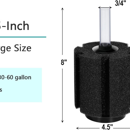 Aquarium Sponge Filter Breeding Fry Betta Shrimp Nano Fish Tank 4pcs (Large up to 60Gal)