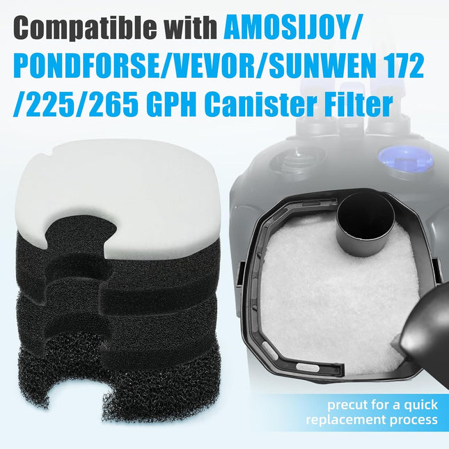 16 pcs Replacement Canister Filter Pads Compatible with AMOSIJOY/PONDFORSE 172/225/265GPH Aquarium Filter – product detail