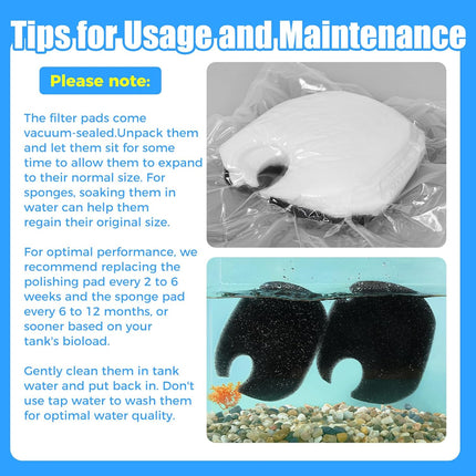 16 pcs Replacement Canister Filter Pads Compatible with AMOSIJOY/PONDFORSE 172/225/265GPH Aquarium Filter Media  Floss