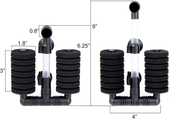4 Pack Double Bio Sponge Filter for Fry Betta Shrimp Nano Aquarium Fish Tank – product detail