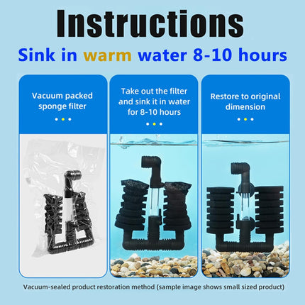 4 Pack Double Bio Sponge Filter, for Fry, Betta, Shrimp, Nano, Aquarium Fish Tank