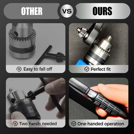 2 In 1 Drill Chuck Ratchet Spanner, 2026 New Drill Chuck Ratchet Wrench With 3 Interchangeable Magnetic Heads and Non-slip Handle, Compatible with Most Electric Drills and Power Tools (3 pcs)