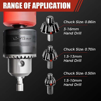 2 In 1 Drill Chuck Ratchet Spanner, 2026 New Drill Chuck Ratchet Wrench With 3 Interchangeable Magnetic Heads and Non-slip Handle, Compatible with Most Electric Drills and Power Tools (3 pcs)