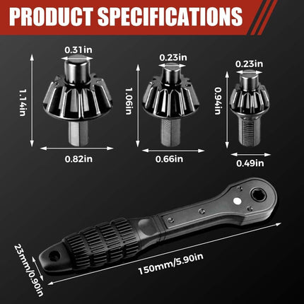 2 In 1 Drill Chuck Ratchet Spanner, 2026 New Drill Chuck Ratchet Wrench With 3 Interchangeable Magnetic Heads and Non-slip Handle, Compatible with Most Electric Drills and Power Tools (3 pcs)