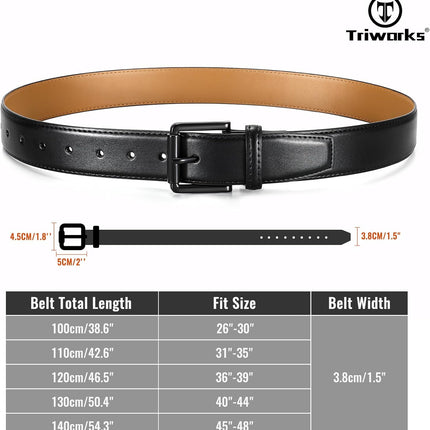 Men Genuine Leather Belt Mens Dress Belt Pin Buckle for Jeans Pants