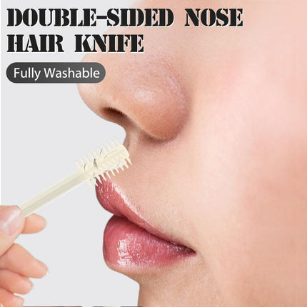 Nasal Hair Cutter, 2025 Double-Sided Nose Hairs Removal, Manual 360° Rotating Nostril Hair Removal Tool, Manual Nose Hairs Cutter, Nasal Hair Trimmer with Ear Picker for Women Men (Beige, 3PCS)