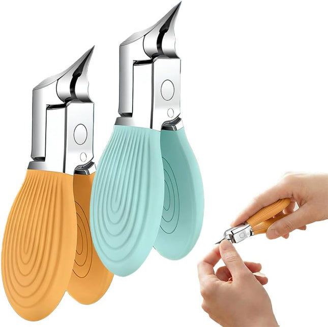 Wide Jaw Opening Anti-Splash Slanted Nail Clipper Curved Blades for Ingrown & Thick Nails Ergonomic