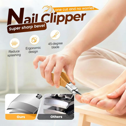 Wide Jaw Opening Anti-Splash Slanted Nail Clipper, Curved Blades for Ingrown & Thick Nails, Ergonomic Fingernail Toenail Clippers for Home e (Comb)