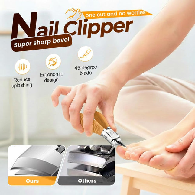 Wide Jaw Opening Anti-Splash Slanted Nail Clipper Curved Blades for Ingrown & Thick Nails Ergonomic – product detail