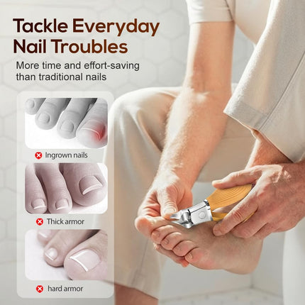 Wide Jaw Opening Anti-Splash Slanted Nail Clipper, Curved Blades for Ingrown & Thick Nails, Ergonomic Fingernail Toenail Clippers for Home e (Comb)