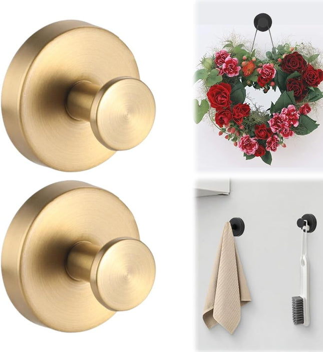 Suction Cup Hooks for Wreaths on Glass 2025 New Model No-Drill Suction Cup Hook Suction Cup (Gold