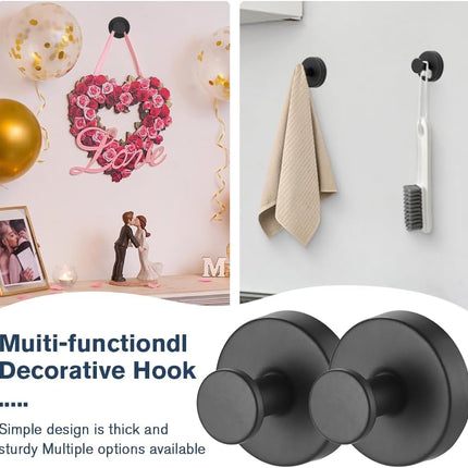 Suction Cup Hooks for Wreaths on Glass, 2025 New Model No-Drill Suction Cup Hook, Suction Cup Hooks Wreath Hangers, Metal Hook for Showers, Bathrooms, Window Glass, Door, and Wall (Gold 2PCS)