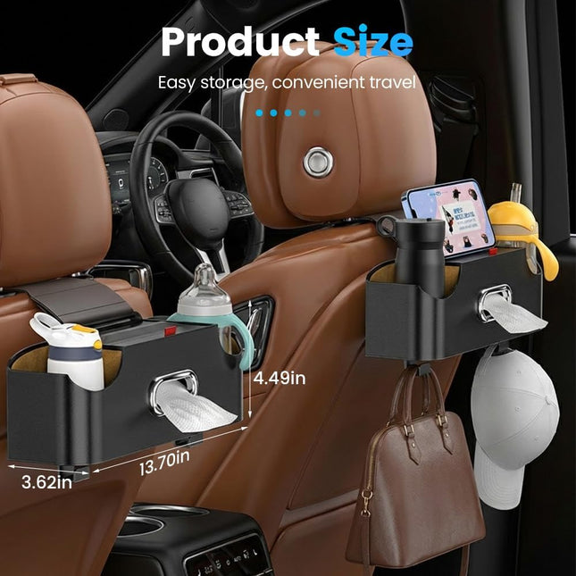 Car Backseat Organizer 3-in-1 Multifunctional Car Back Seat Storage Box with Drink Cup Holder Tissue Box – product detail
