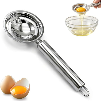Egg Yolk Separator, Stainless Steel Egg Yolk Separation Tool, Egg Sifting Filter Divider with Hook for Baking & Cooking Kitchen Gadget (1PC)