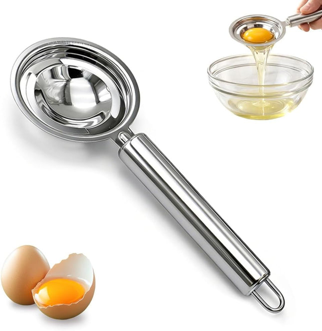 Egg Yolk Separator Stainless Steel Egg Yolk Separation Tool Egg Sifting Filter Divider with Hook for Baking