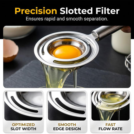 Egg Yolk Separator, Stainless Steel Egg Yolk Separation Tool, Egg Sifting Filter Divider with Hook for Baking & Cooking Kitchen Gadget (1PC)