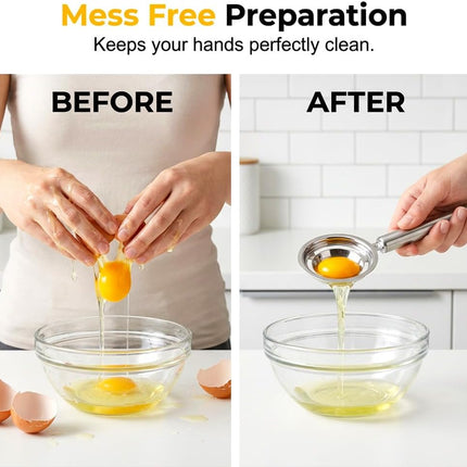 Egg Yolk Separator, Stainless Steel Egg Yolk Separation Tool, Egg Sifting Filter Divider with Hook for Baking & Cooking Kitchen Gadget (1PC)