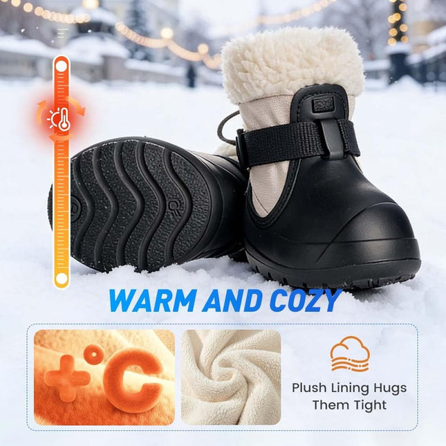 Dog Shoes for Small Medium Large Dogs Removable Fleece Liner & Adjtable Straps Waterproof Anti-Slip Paw – product detail