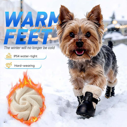 Dog Shoes for Small Medium Large Dogs, Removable Fleece Liner & Adjtable Straps, Waterproof Anti-Slip Paw Protectors, Dog Snow Boots for Winter Snow & Indoor Hard Floors (Beige, 9)