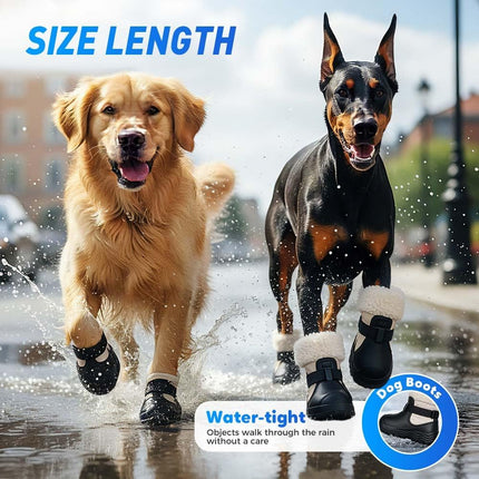 Dog Shoes for Small Medium Large Dogs, Removable Fleece Liner & Adjtable Straps, Waterproof Anti-Slip Paw Protectors, Dog Snow Boots for Winter Snow & Indoor Hard Floors (Beige, 9)