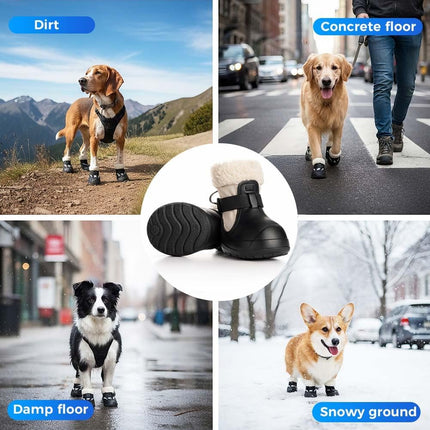 Dog Shoes for Small Medium Large Dogs, Removable Fleece Liner & Adjtable Straps, Waterproof Anti-Slip Paw Protectors, Dog Snow Boots for Winter Snow & Indoor Hard Floors (Beige, 9)