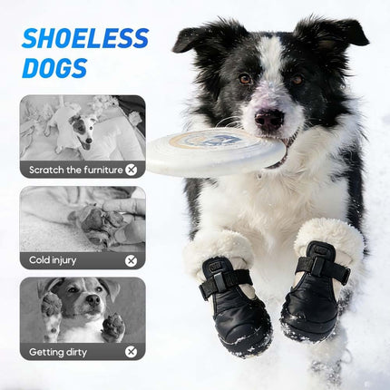 Dog Shoes for Small Medium Large Dogs, Removable Fleece Liner & Adjtable Straps, Waterproof Anti-Slip Paw Protectors, Dog Snow Boots for Winter Snow & Indoor Hard Floors (Beige, 9)