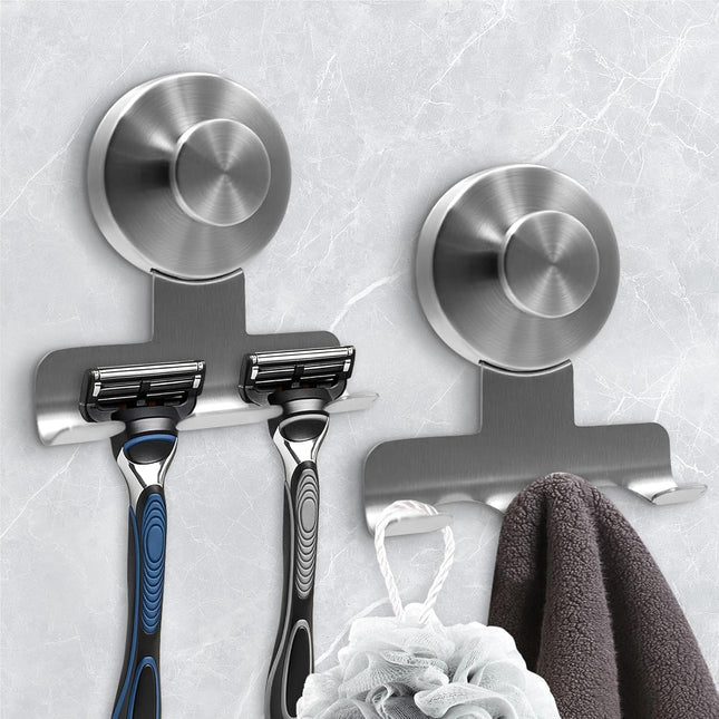Suction Cup Razor Holder for Shower Heavy-Duty 7KG Suction Hooks for Razor Towel Loofah Removable (Brhed